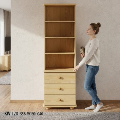 Vitrina masiva de auténtica artesanía en madera maciza Armario de madera Armarios Vitrinas Estante