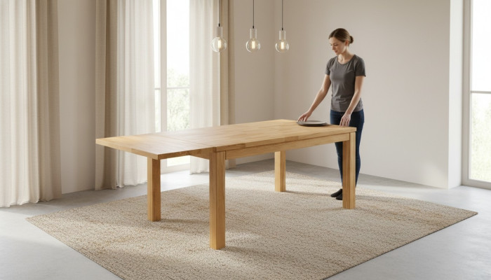 Mesa de comedor de madera maciza, mesa de madera real, mesa de roble, comedor de madera maciza, 160x90 cm, nueva.