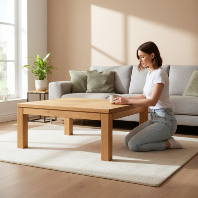 Mesa auxiliar Mesa de centro Madera maciza Roble Muebles macizos Roble 100x70cm Nuevo Mesas