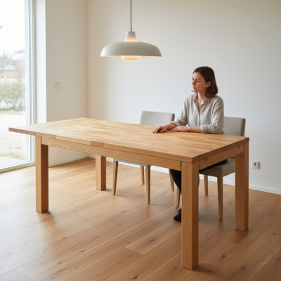 Mesa de comedor maciza de roble de 120x80cm para comedor/cocina.