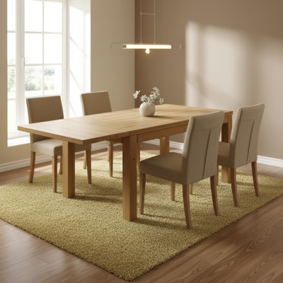 Mesa de comedor maciza de roble de 120x80cm para comedor/cocina.