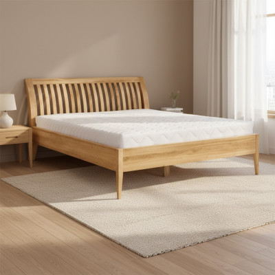 Cama de matrimonio doble de madera maciza de haya, muebles de dormitorio de madera 160x200cm nuevo.