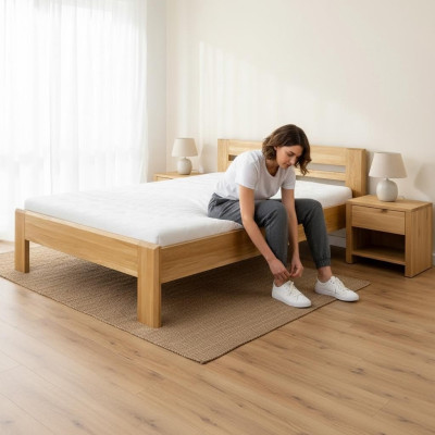 Cama de madera dormitorio Cama de madera real camas Hotel 200x200 Estilo Muebles macizos