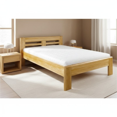 Camas Cama de madera Madera real Cama Hotel Diseño Estilo Macizo 140x200 Dormitorio