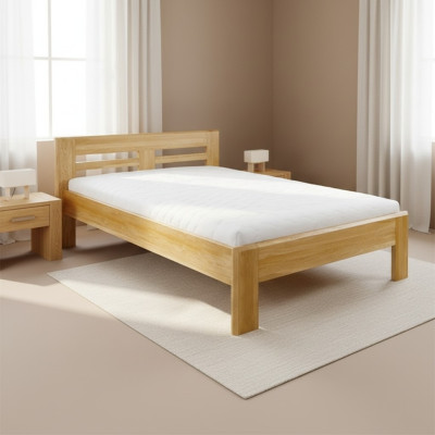 Camas Cama de madera Madera real Cama Hotel Diseño Estilo macizo 120x200 Dormitorio