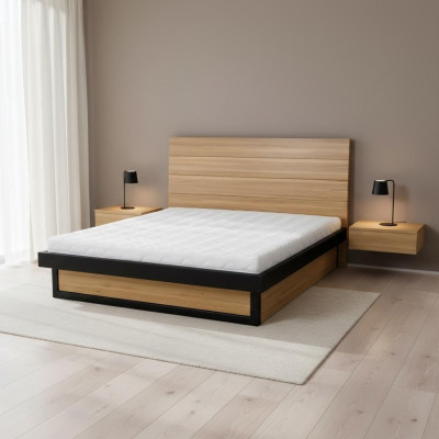 Cama moderna de madera maciza 160x200cm diseño camas estructura de cama estilo roble nuevo.