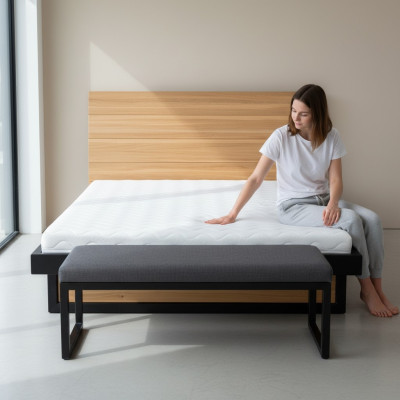 Cama Cama doble Roble Cama matrimonial Cama de madera 120x200 Estructura de cama Muebles masivos Camas