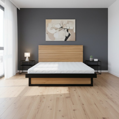 Cama Cama doble Roble Cama matrimonial Cama de madera 120x200 Estructura de cama Muebles masivos Camas