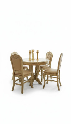 Mesa de comedor 4 sillas Conjunto clásico de comedor de 5 piezas. Mesa redonda
