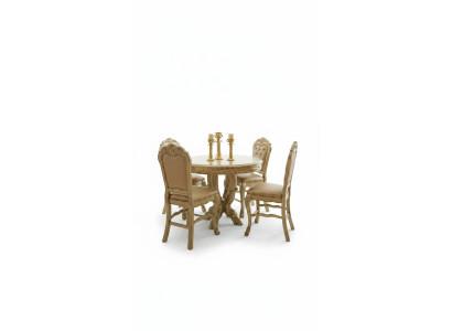 Mesa de comedor 4 sillas Conjunto clásico de comedor de 5 piezas. Mesa redonda
