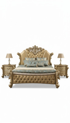 Diseño de cama cama doble camas lujo clásico barroco Chesterfield 184x214cm nuevo