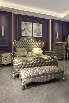 Diseño de cama Cama doble Camas de lujo Clásico Barroco Rococó Chesterfield