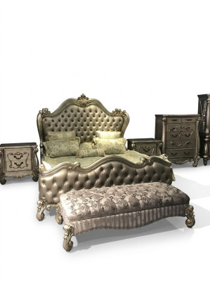 Diseño de cama Cama doble Camas de lujo Clásico Barroco Rococó Chesterfield