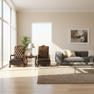 Conjunto de sala de estar 2x sillones + mesa auxiliar mesa sofá sofá Chesterfield