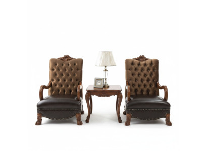 Conjunto de sala de estar 2x sillones + mesa auxiliar mesa sofá sofá Chesterfield