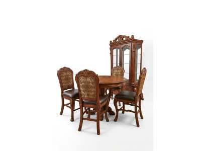 Mesa redonda de comedor de madera redonda, mesas redondas, muebles clásicos de estilo barroco y rococó nuevos.