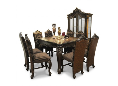 Mesa de comedor clásica de madera para comedor, juego de 8 sillas.
