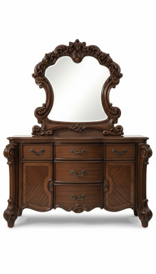Mueble cómoda bufé armario + espejo barroco rococó aparador madera nuevo