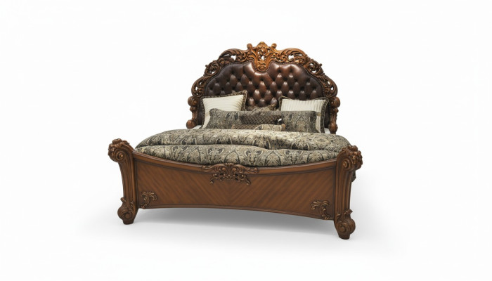 Cama clásica estilo barroco rococó Chesterfield doble cuero antiguo de hotel.