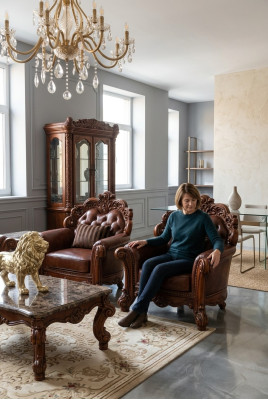 Sillón de cuero de un asiento Sofá tapizado Sofás de diseño de lujo Clásico de un asiento
