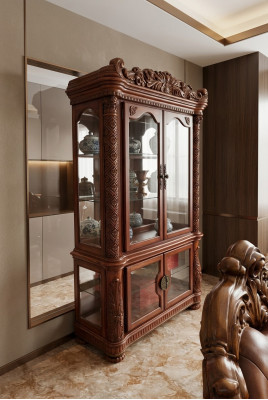 Vitrina noble de estilo antiguo barroco rococó para la decoración de la sala de estar.