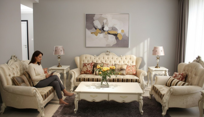 Conjunto clásico Chesterfield de 4 piezas. Conjunto de sofá, sofá, sofá, cojines.
