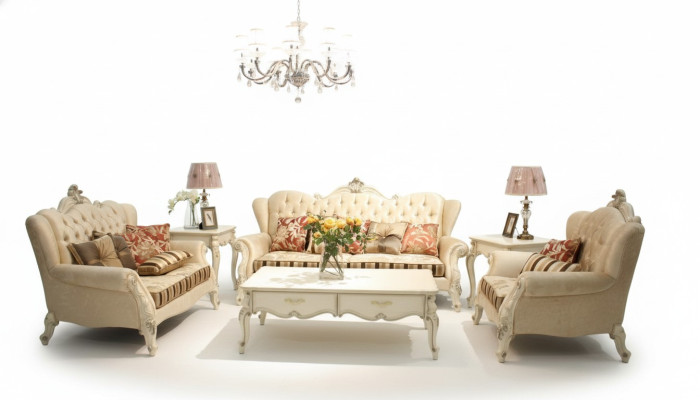 Conjunto clásico Chesterfield de 4 piezas. Conjunto de sofá, sofá, sofá, cojines.