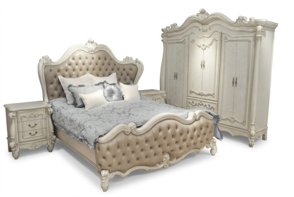 Cama + 2 mesitas de noche 3 piezas set de dormitorio de lujo diseñador dormitorio