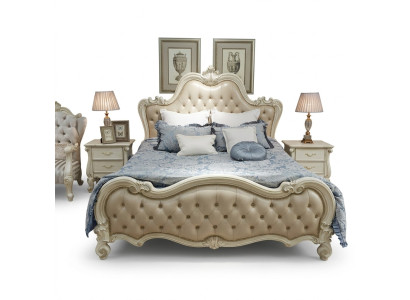 Cama de diseño doble de lujo para dormitorio, cama de hotel de cuero de 180x200cm.