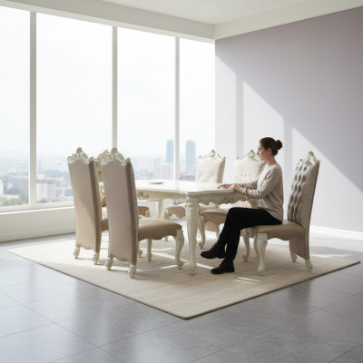 Estilo antiguo barroco Mesa de comedor Mesa de madera real Mesas de diseñador clásicas