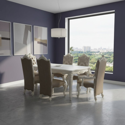 Estilo antiguo barroco Mesa de comedor Mesa de madera real Mesas de diseñador clásicas