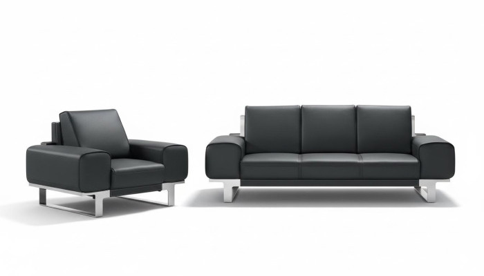 Sofá de diseño con asientos acolchados, conjunto de sofá de cuero para muebles de 3 y 1 plaza.