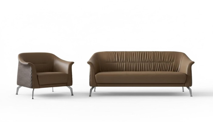 Set de sofás para diseño, decoración de cojines, sofás, cuero, relajación moderna.