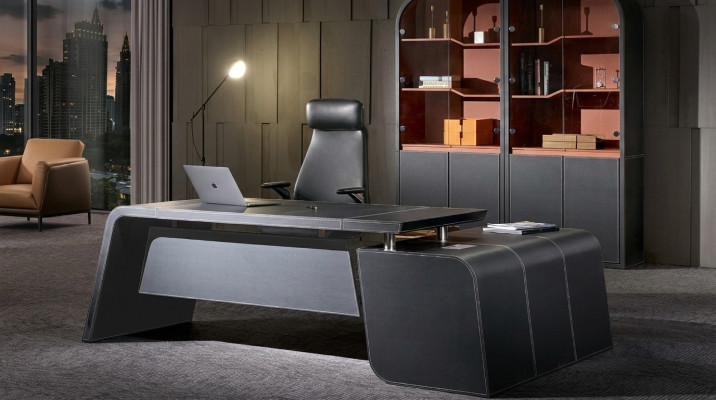 Escritorio esquinero Silla Mobiliario de oficina Habitación del jefe Muebles 2 piezas Set Mesas