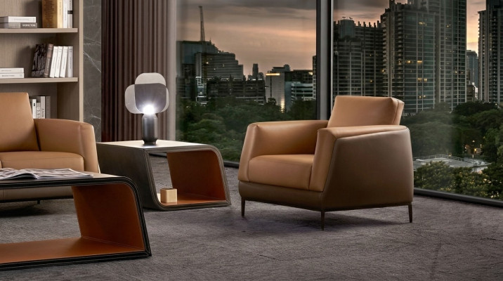 Sillón de cuero Sofá de televisión 1 plaza Sofá de relax de lujo Sofá tapizado
