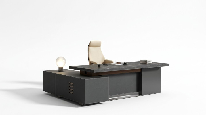 Escritorio de cuero, mesas de oficina de diseñador, mobiliario de mesa, muebles, silla.
