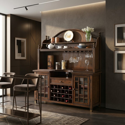 Cómoda de casa de campo Vitrina Armario de vitrinas Armario de vinos Estante Vitrina Armarios