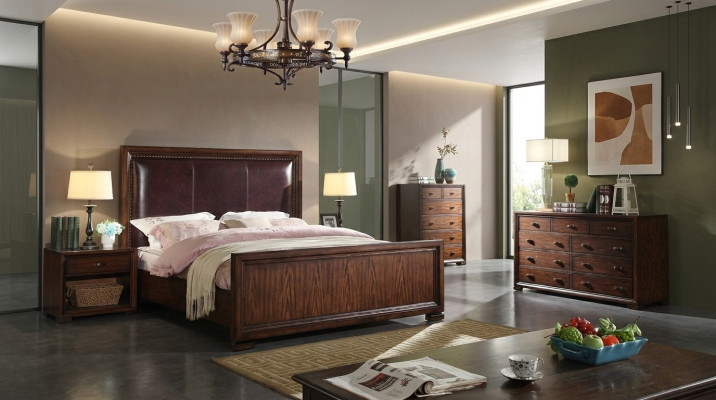 Cama de 2 plazas con 3 mesitas de noche. Sets de dormitorio de diseñador con camas de lujo. Conjunto completo.