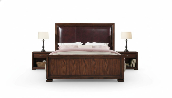 Cama de 2 plazas con 3 mesitas de noche. Sets de dormitorio de diseñador con camas de lujo. Conjunto completo.