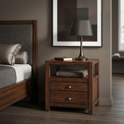 Mesilla de noche de madera Mesillas de noche Mesa Consolas Noche Estilo moderno Consola Madera Nueva