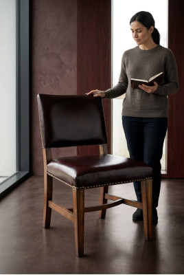 Silla 1x de diseño de lujo acolchada, silla de oficina, silla de comedor de diseñador de madera.