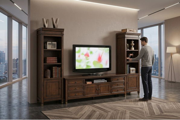 Clásico vitrina de pared con mueble para la televisión mueble de pared armario de 3 piezas.