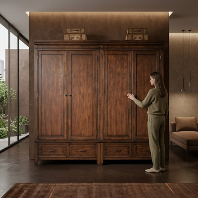 Clásico armario de ropa de diseño de dormitorio de 2 puertas en madera nuevo