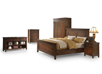 Diseño de cama doble de hotel de lujo de madera para habitación matrimonial.