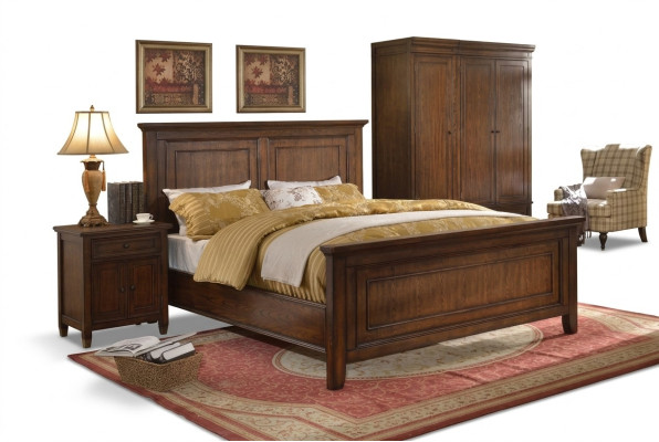 Muebles de dormitorio de diseñador, juego completo de 5 piezas cama mesita de noche armario nuevo
