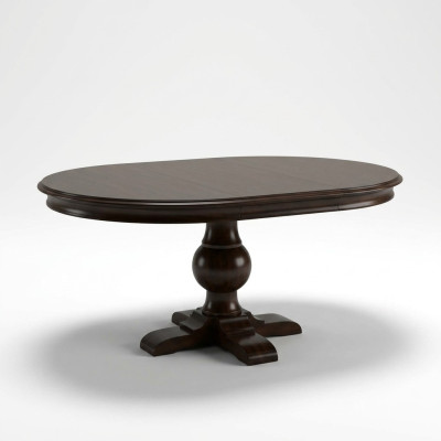 Mesa redonda de comedor de madera para el comedor.
