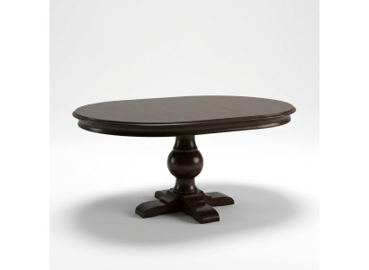Mesa redonda de comedor de madera para el comedor.