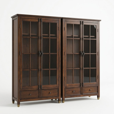 Establecer 2x gabinetes de vitrina, gabinetes de vidrio armario de vidrio, vitrina de madera.
