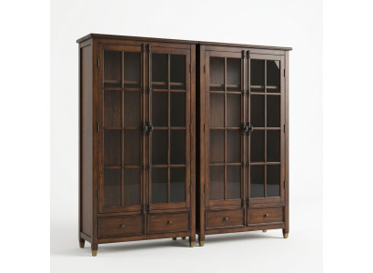 Establecer 2x gabinetes de vitrina, gabinetes de vidrio armario de vidrio, vitrina de madera.