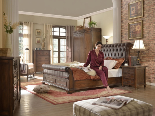 6 piezas conjunto de dormitorio (cama + 2 mesitas de noche + 2 armarios + cómoda)